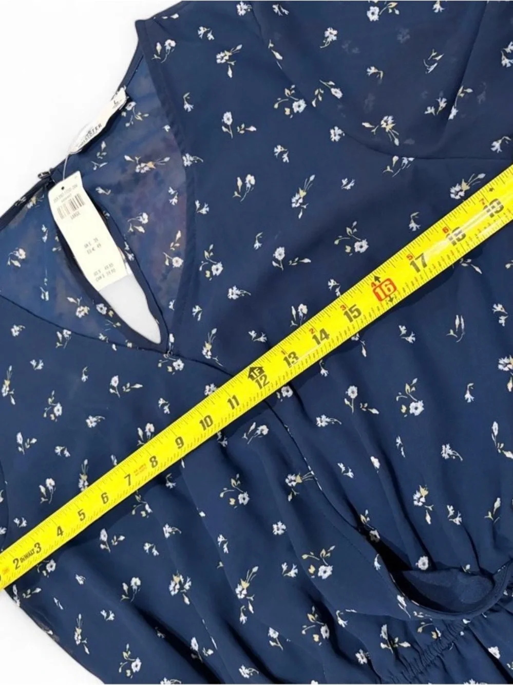 NWT Hollister Navy Floral Wrap Front Sheer Romper | Large